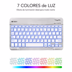 SUBBLIM TECLADO SMART BACKLIT BLUETOOTH SILVER QWERTY Spagnolo Argento, Bianco - Vista aggiuntiva 5