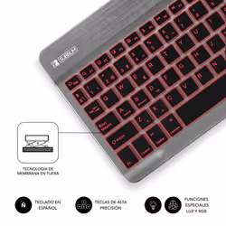 SUBBLIM TECLADO SMART BACKLIT BLUETOOTH GREY QWERTY Spagnolo Nero, Grigio - Vista aggiuntiva 4