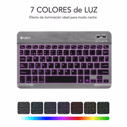 SUBBLIM TECLADO SMART BACKLIT BLUETOOTH GREY QWERTY Spagnolo Nero, Grigio - Vista aggiuntiva 5