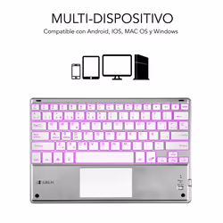 SUBBLIM TECLADO SMART BACKLIT TOUCHPAD BLUETOOTH SILVER QWERTY Spagnolo Argento, Bianco - Vista aggiuntiva 2