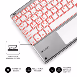 SUBBLIM TECLADO SMART BACKLIT TOUCHPAD BLUETOOTH SILVER QWERTY Spagnolo Argento, Bianco - Vista aggiuntiva 4