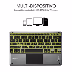 SUBBLIM TECLADO SMART BACKLIT TOUCHPAD BLUETOOTH GREY QWERTY Spagnolo Nero, Grigio - Vista aggiuntiva 2