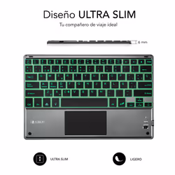 SUBBLIM TECLADO SMART BACKLIT TOUCHPAD BLUETOOTH GREY QWERTY Spagnolo Nero, Grigio - Vista aggiuntiva 3
