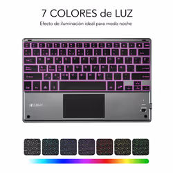 SUBBLIM TECLADO SMART BACKLIT TOUCHPAD BLUETOOTH GREY QWERTY Spagnolo Nero, Grigio - Vista aggiuntiva 5