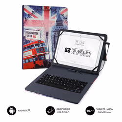 SUBBLIM SUB-KT1-USB050, QWERTY, Spagnolo, Ogni marca, Compatible con todas las Tablet Android con conector micro USB o USB C ...