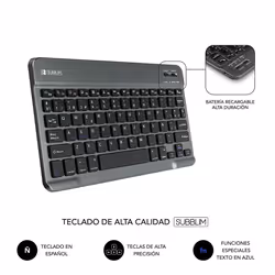 SUBBLIM SUB-KT2-BT0001 tastiera per dispositivo mobile QWERTY Spagnolo Bluetooth Nero - Vista aggiuntiva 5