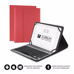 SUBBLIM SUB-KT2-BT0003, QWERTY, Spagnolo, 5 milioni di caratteri, Ogni marca, Rosso, 25,6 cm (10.1")