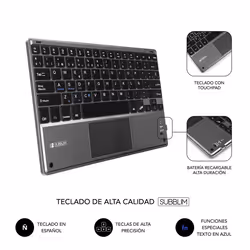 SUBBLIM SUB-KT2-BTP001 tastiera per dispositivo mobile QWERTY Spagnolo Bluetooth Nero, Grigio - Vista aggiuntiva 5