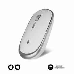 SUBBLIM SUBMO-RFM0001, Ambidestro, Ottico, RF Wireless, 1600 DPI, Argento, Bianco