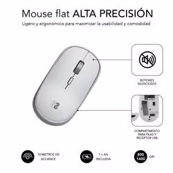SUBBLIM SUBMO-RFM0001 mouse Ufficio Ambidestro RF Wireless Ottico 1600 DPI - Vista aggiuntiva 4