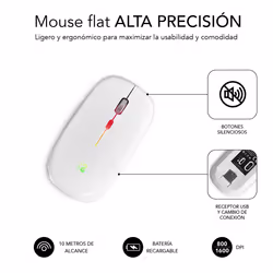 SUBBLIM SUBMO-LDFLAT2 mouse Ufficio Ambidestro RF Wireless + Bluetooth + USB Type-A Ottico 1600 DPI - Vista aggiuntiva 5