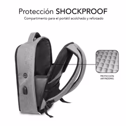 SUBBLIM MOCHILA SECURE V2 AP ANTIROBO 16'' GRIS 16" Zaino Nero, Grigio - Vista aggiuntiva 5