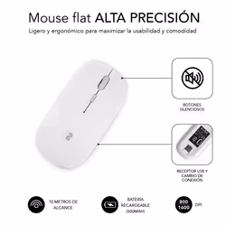 SUBBLIM SUBMO-DFLAT21 mouse Ufficio Ambidestro RF Wireless + Bluetooth + USB Type-A Ottico 1600 DPI - Vista aggiuntiva 4