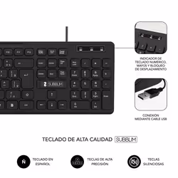 SUBBLIM SUBKBC-CSSK01 tastiera Mouse incluso Universale USB QWERTY Spagnolo Nero - Vista aggiuntiva 4