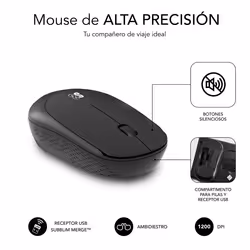 SUBBLIM SUBKBC-CSSW10 tastiera Mouse incluso Universale RF Wireless QWERTY Spagnolo Nero - Vista aggiuntiva 4