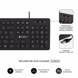 SUBBLIM SUBKBC-0SSK50 tastiera Universale USB QWERTY Spagnolo Nero - Vista aggiuntiva 4