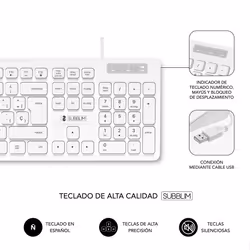 SUBBLIM SUBKBC-0SSK51 tastiera Universale USB QWERTY Spagnolo Nero, Bianco - Vista aggiuntiva 4