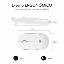 SUBBLIM SUBKBC-CSSW11 tastiera Mouse incluso Universale RF Wireless QWERTY Spagnolo Bianco - Vista aggiuntiva 3