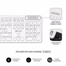 SUBBLIM SUBKBC-CSSW11 tastiera Mouse incluso Universale RF Wireless QWERTY Spagnolo Bianco - Vista aggiuntiva 4