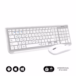 SUBBLIM SUBKBC-DCEP10 tastiera Mouse incluso Universale RF senza fili + Bluetooth QWERTY Spagnolo Argento, Bianco - Vista aggiuntiva 2