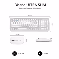SUBBLIM SUBKBC-DCEP10 tastiera Mouse incluso Universale RF senza fili + Bluetooth QWERTY Spagnolo Argento, Bianco - Vista aggiuntiva 5