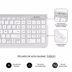 SUBBLIM SUBKBC-DCEP10 tastiera Mouse incluso Universale RF senza fili + Bluetooth QWERTY Spagnolo Argento, Bianco - Vista aggiuntiva 6