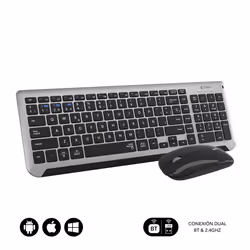 SUBBLIM SUBKBC-DCEP20 tastiera Mouse incluso Universale RF senza fili + Bluetooth QWERTY Spagnolo Nero, Grigio - Vista aggiuntiva 2