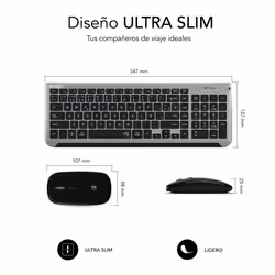 SUBBLIM SUBKBC-DCEP20 tastiera Mouse incluso Universale RF senza fili + Bluetooth QWERTY Spagnolo Nero, Grigio - Vista aggiuntiva 5