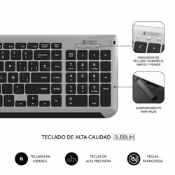 SUBBLIM SUBKBC-DCEP20 tastiera Mouse incluso Universale RF senza fili + Bluetooth QWERTY Spagnolo Nero, Grigio - Vista aggiuntiva 6