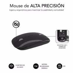 SUBBLIM SUBKBC-DCEP20 tastiera Mouse incluso Universale RF senza fili + Bluetooth QWERTY Spagnolo Nero, Grigio - Vista aggiuntiva 7