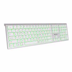 SUBBLIM SUBKB-3MIE300, Wireless, RF senza fili + Bluetooth, Tasto con meccanismo a forbici, QWERTY, LED RGB, Argento, Bianco