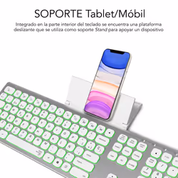 SUBBLIM SUBKB-3MIE300 tastiera Universale RF senza fili + Bluetooth QWERTY Spagnolo Argento, Bianco - Vista aggiuntiva 7