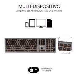 SUBBLIM SUBKB-3MIE310 tastiera Universale RF senza fili + Bluetooth QWERTY Spagnolo Nero, Grigio - Vista aggiuntiva 4
