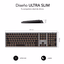 SUBBLIM SUBKB-3MIE310 tastiera Universale RF senza fili + Bluetooth QWERTY Spagnolo Nero, Grigio - Vista aggiuntiva 5