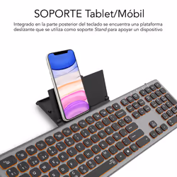 SUBBLIM SUBKB-3MIE310 tastiera Universale RF senza fili + Bluetooth QWERTY Spagnolo Nero, Grigio - Vista aggiuntiva 7