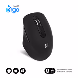 SUBBLIM SUBMO-EDCUR01, Mano destra, Ottico, Bluetooth + USB Type-A, 1600 DPI, Nero