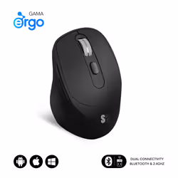 SUBBLIM RATON OPTICO DUAL COMFORT ERGO DUAL BATERIA NEGRO, Mano destra, Ottico, Bluetooth + USB Type-A, 2400 DPI, Nero