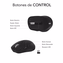 SUBBLIM RATON OPTICO DUAL COMFORT ERGO DUAL BATERIA NEGRO mouse Universale Mano destra Bluetooth + USB Type-A Ottico 2400 DPI - Vista aggiuntiva 6