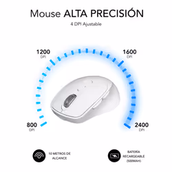 SUBBLIM RATON OPTICO DUAL COMFORT ERGO DUAL BATERIA BLANCO mouse Universale Mano destra Bluetooth + USB Type-A Ottico 2400 DPI - Vista aggiuntiva 4