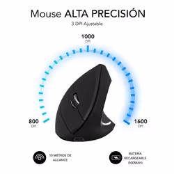 SUBBLIM RATON OPTICO DUAL GLIDE VERTICAL ERGO DUAL BATERIA NEGRO mouse Universale Mano destra Bluetooth + USB Type-A Ottico 1600 DPI - Vista aggiuntiva 6
