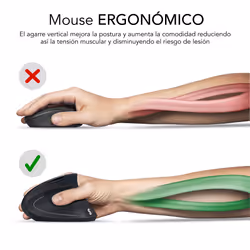 SUBBLIM RATON OPTICO DUAL GLIDE VERTICAL ERGO DUAL BATERIA BLANCO mouse Universale Mano destra Bluetooth + USB Type-A Ottico 1600 DPI - Vista aggiuntiva 5