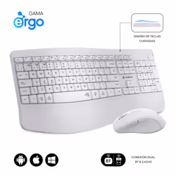 SUBBLIM SUBKBC-DCOPW1, Wireless, RF senza fili + Bluetooth, Interruttore a chiave a membrana, QWERTY, Bianco, Mouse incluso