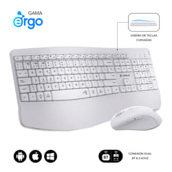 SUBBLIM SUBKBC-DCOPW1 tastiera Mouse incluso Casa/ufficio RF senza fili + Bluetooth QWERTY Spagnolo Bianco