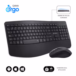 SUBBLIM SUBKBC-DCOPW2, Wireless, RF senza fili + Bluetooth, Interruttore a chiave a membrana, QWERTY, Nero, Mouse incluso