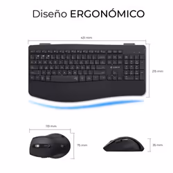 SUBBLIM SUBKBC-DCOPW2 tastiera Mouse incluso Casa/ufficio RF senza fili + Bluetooth QWERTY Spagnolo Nero - Vista aggiuntiva 4