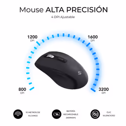 SUBBLIM SUBKBC-DCOPW2 tastiera Mouse incluso Casa/ufficio RF senza fili + Bluetooth QWERTY Spagnolo Nero - Vista aggiuntiva 6