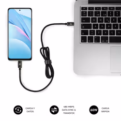 SUBBLIM SUBCAB-C06001 Cavo USB USB-C USB 2.0 1 m Nero - Vista aggiuntiva 5