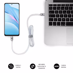 SUBBLIM SUBCAB-C06011 cavo USB USB 2.0 2 m USB C Bianco - Vista aggiuntiva 5