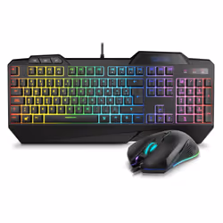 Krom Krusher, Cablato, USB, Interruttore a chiave semimeccanico, LED RGB, Nero, Mouse incluso