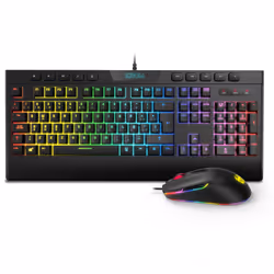 Krom Kalyos, Cablato, USB, Interruttore a chiave a membrana, LED RGB, Nero, Mouse incluso